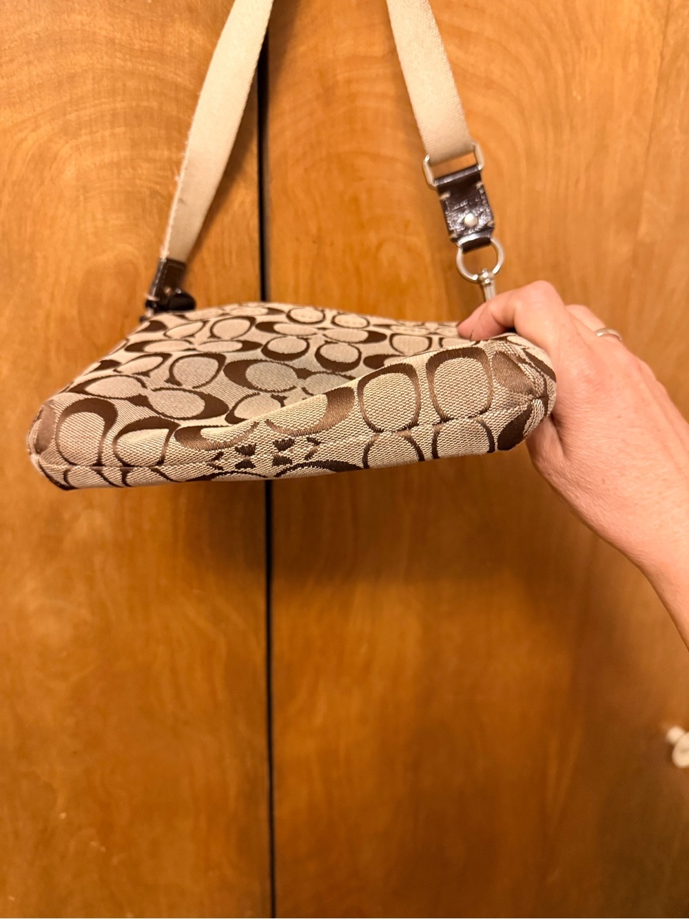 Coach Brown Signature Canvas Crossbody with Leather Trim - Picture 7 of 8